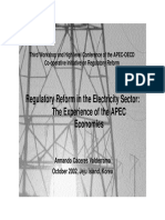 Regulatory Reform in The Electricity Sector: The Experience of The APEC Economies