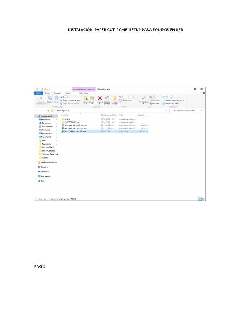 Instalación Kyocera PAPER CUT PDF