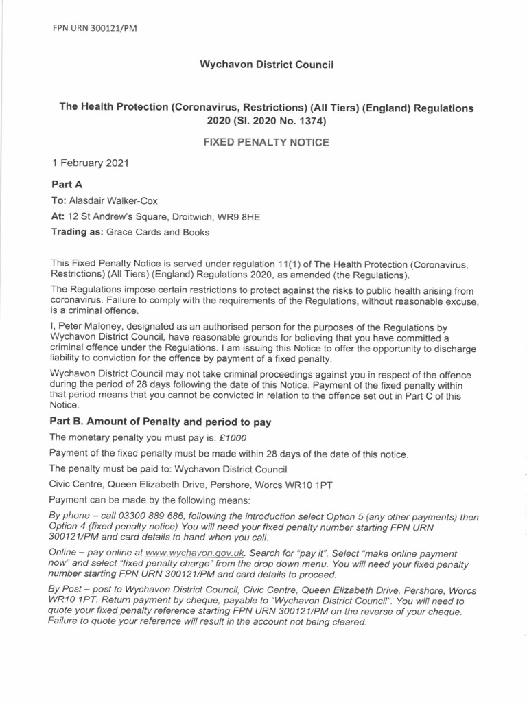 Fixed Penalty Notice 01.02.21 | PDF | Crimes | Crime & Violence