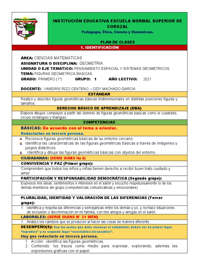 PLAN DE CLASES - de Matematicas | PDF | Triángulo | Geometría