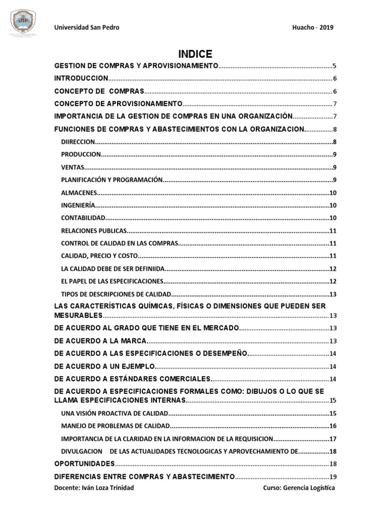 Gestion de Compras y Abastecimiento | PDF | Calidad (comercial) | Logística