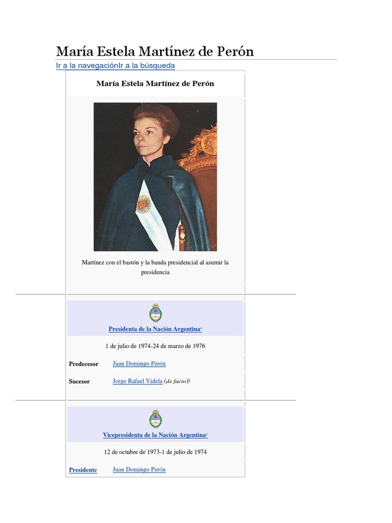 Isabel Perón: Primera Presidenta Argentina | PDF | América del Sur ...