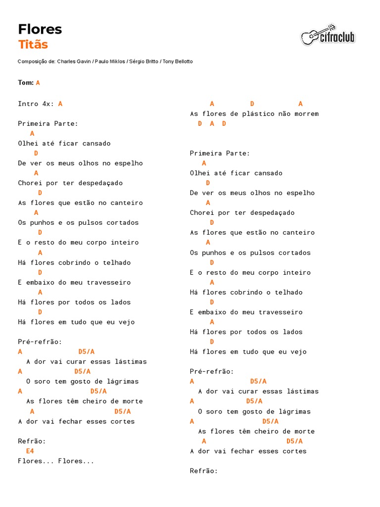 Cifra Club - Titãs - Flores | PDF | Músicos | Bandas de punk rock