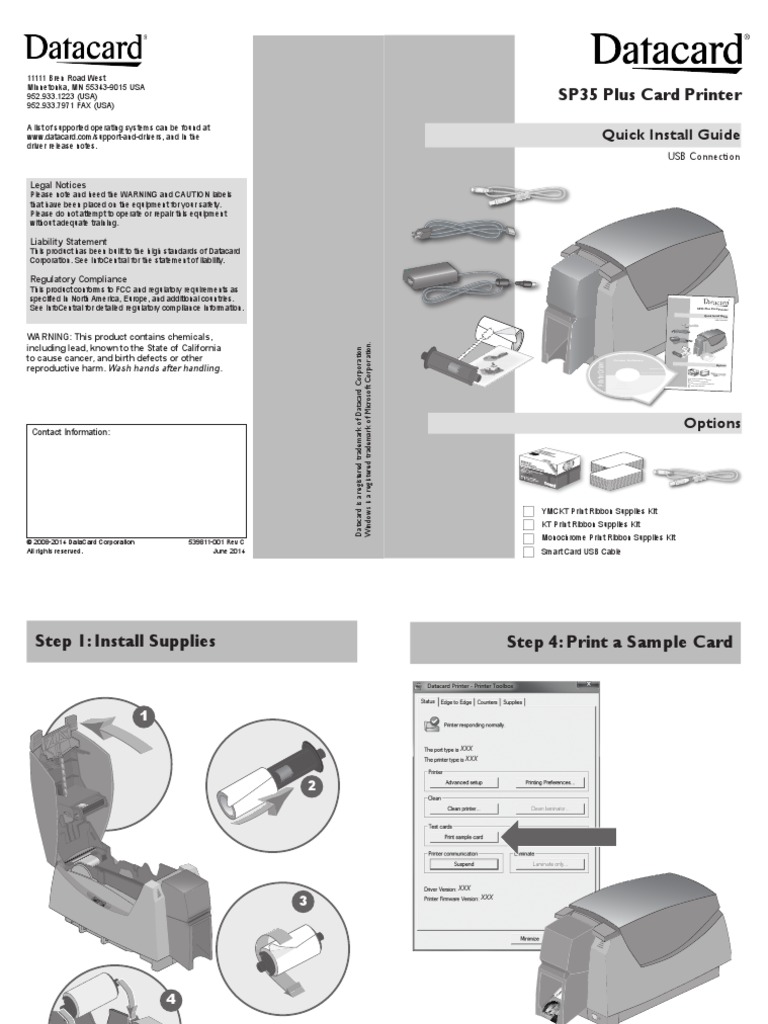 SP35 Plus Card Printer: Quick Install Guide | PDF | Software ...
