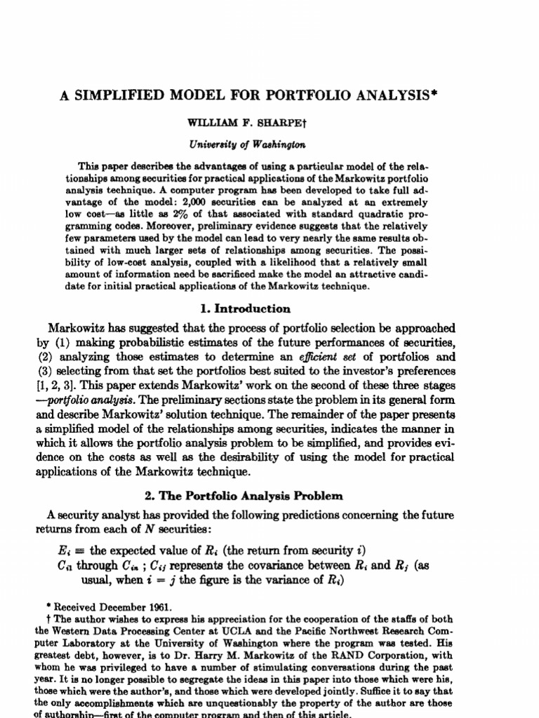Simplified Portfolio Analysis Model | PDF | Modern Portfolio Theory ...
