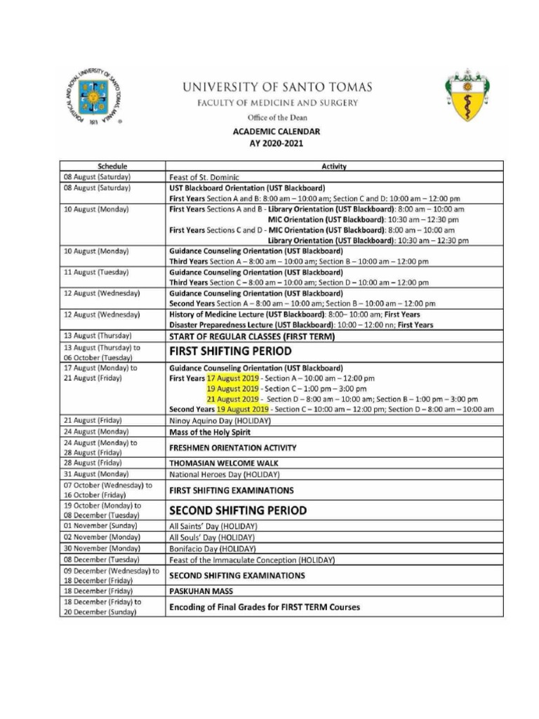 Academic Calendar 202021 Us PDF