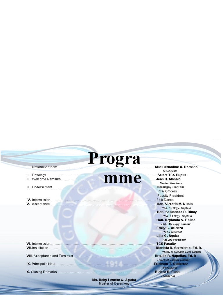 Progra Mme: PTA Officers Faculty President | PDF