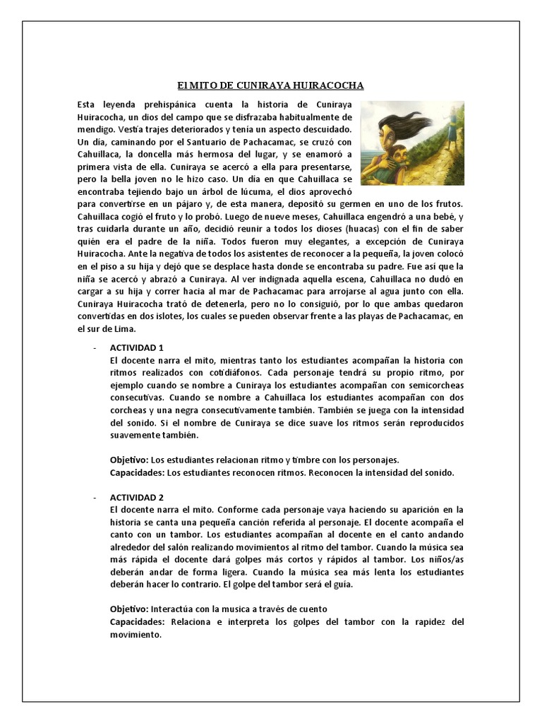 El MITO DE CUNIRAYA HUIRACOCHA PDF Ritmo
