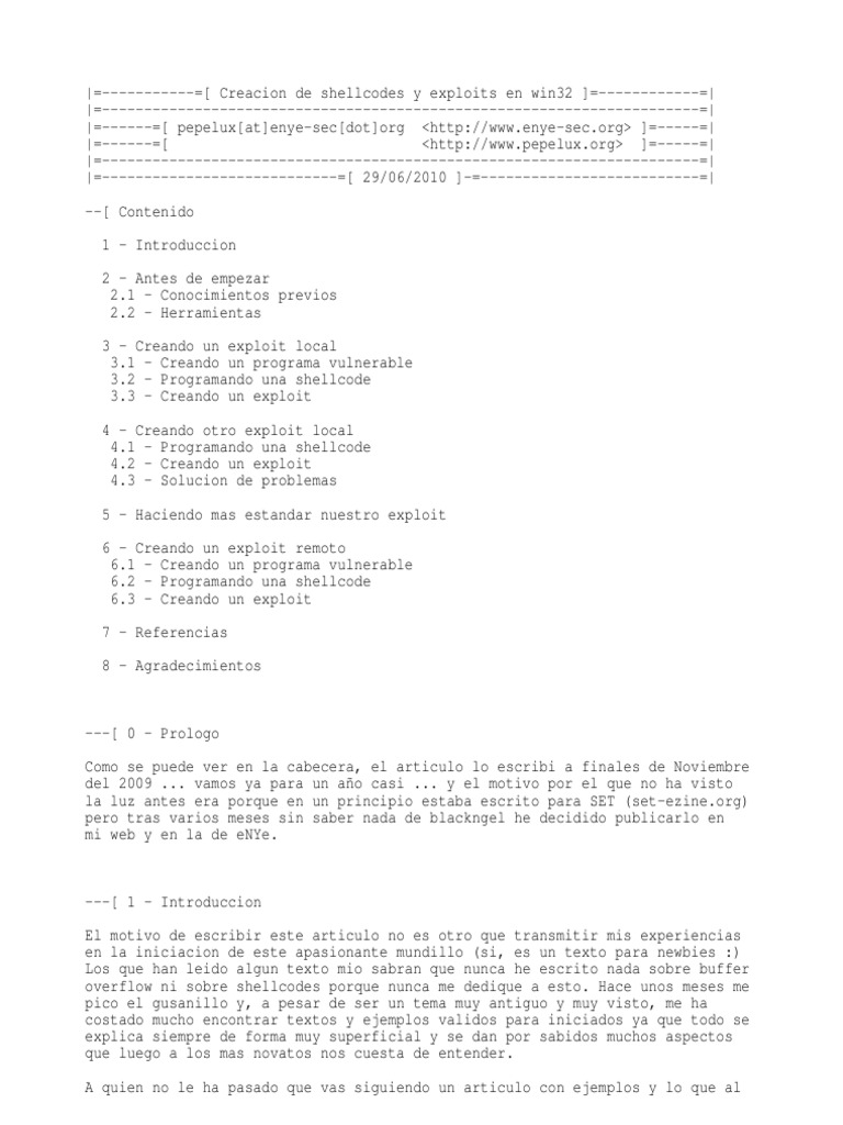 Shellcodes en Win32 | PDF