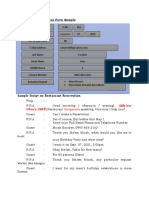 Restaurant Reservation Form Sample: 5:00 2021 PM 07 Time Date