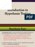 Introduction To Hypothesis Testing