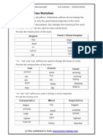 Inflectional Suffixes Worksheet: Dogs Duck Oxen Turkeys