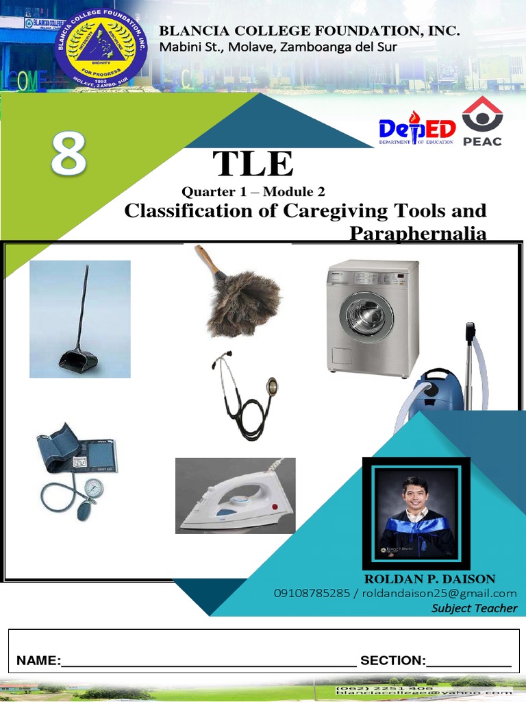 Classification of Caregiving Tools and Paraphernalia Mabini ST