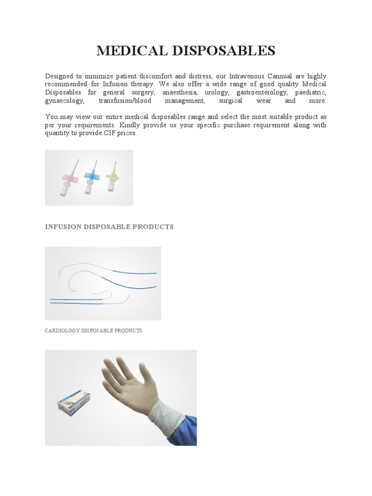 Medical Disposables: Infusion Disposable Products | PDF | Surgery ...