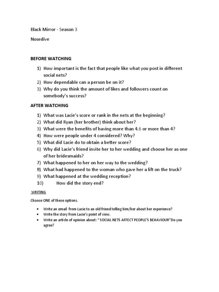 Black Mirror Nosedive PDF