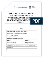 Faculty of Business and Management Studies Undergraduate Business Programme Academic Year 2021-2022