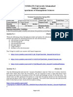 COMSATS University Islamabad: Sahiwal Campus Department of Management Sciences