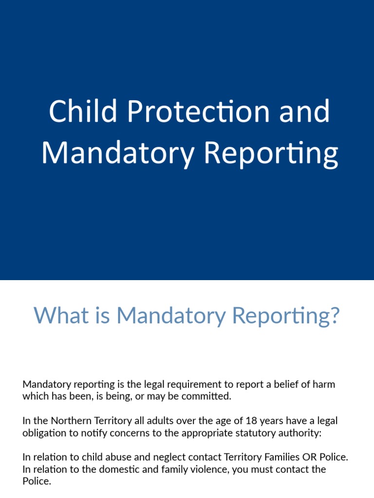 2019 Child Protection and Mandatory Reporting | PDF | Child Neglect ...