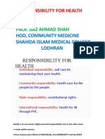 Responsibility for Health - Individual, Community and State Roles