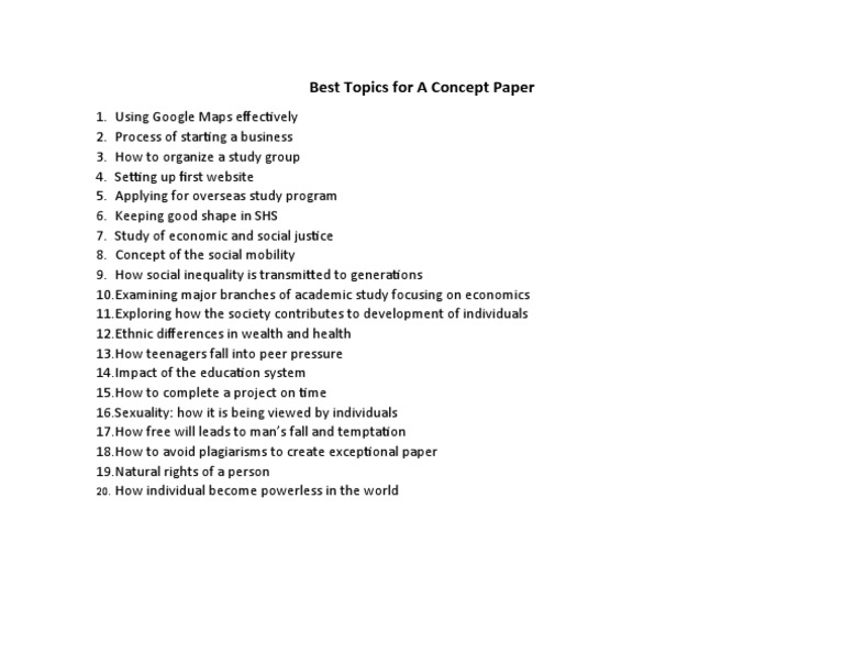 Best Topics For A Concept Paper PDF