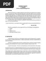 Business Finance: 1 Quarter Lesson 3: Financial Planning Process