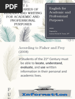 Unit 1: Preliminaries of Reading and Writing For Academic and Professional Purposes