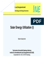 Solar Energy Utilization (I) : Institut Für Umwelttechnik Und Energiewirtschaft