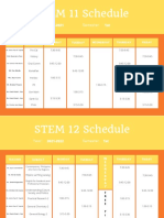 Teal and Orange Class Schedule