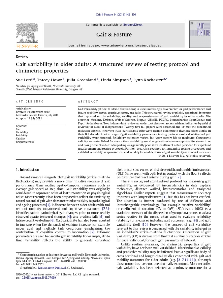 (ARTIGO) LORD S. 2011. Gait Variability in Older Adults - A Structured ...