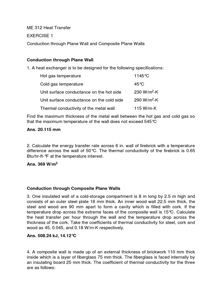 Heat Conduction in Plane Walls | PDF | Heat Transfer | Thermal Conduction