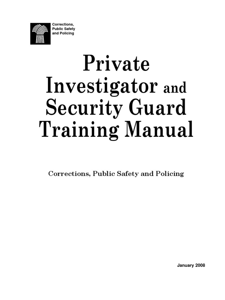 Private Investigator Security Guard Training Manual January 2008 | PDF | Security Guard ...