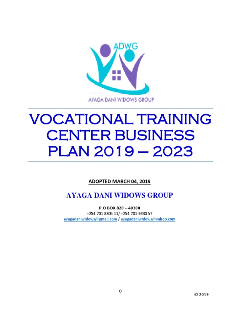 Vocational Training Center Business PLAN 2019 2023 Ayaga Dani Widows