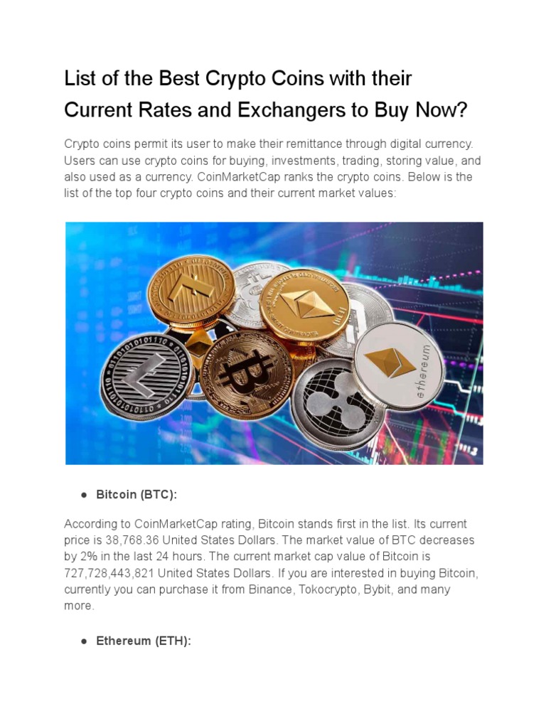 Top 4 Crypto Coins and Current Rates | PDF | Cryptocurrency | Bitcoin