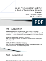 Presentation On Pre Acquisition and Post Acquisition, Cost of Control and Maturity Interest