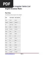 Past Tense Irregular Verbs List