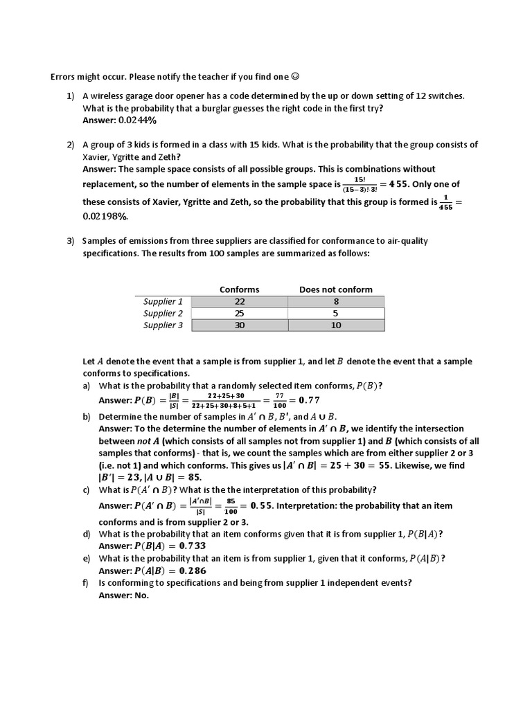 Probability and Statistics Problems | PDF | Probability | Mathematics