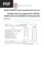 Online Result & Re-Assessment - Gujarat University