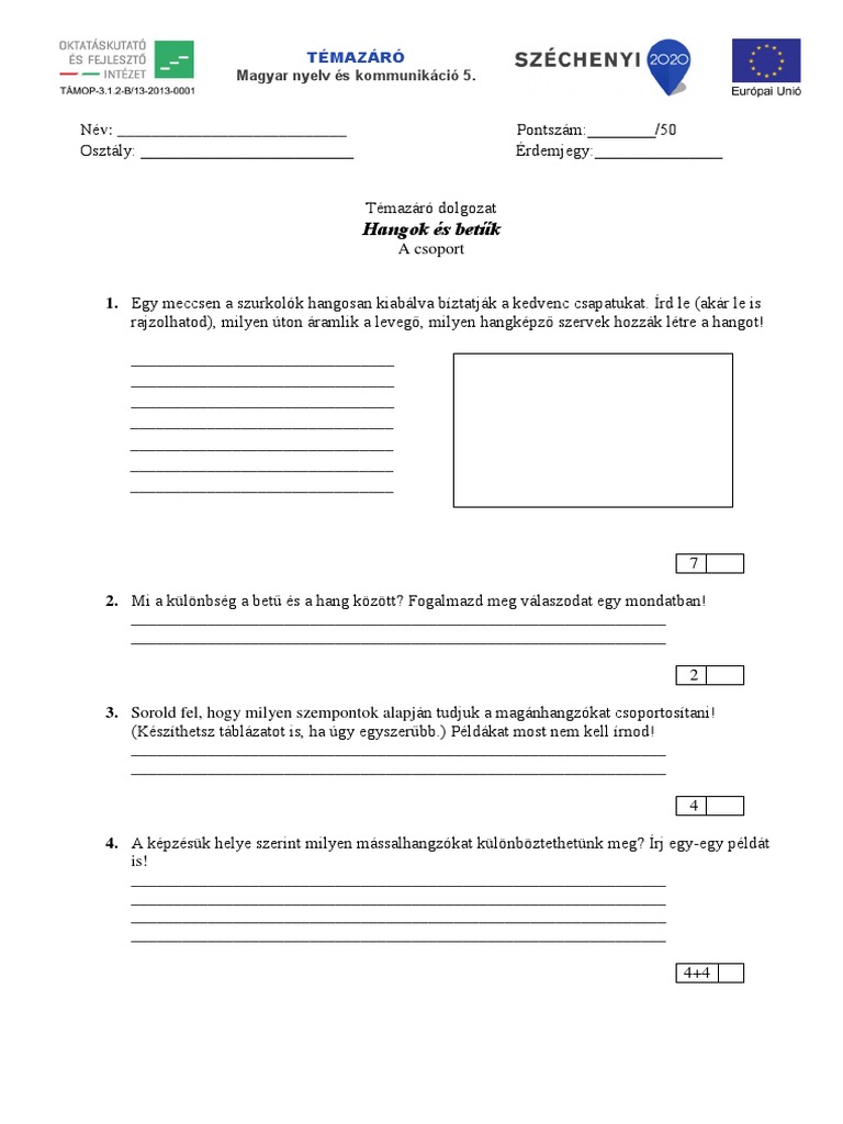 OFI 5 Magyar Nyelv Hangok És Betűk Acsoport Temazaro | PDF