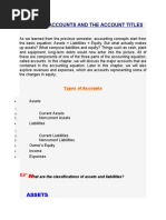 Types of Accounts and The Account Titles: Assets