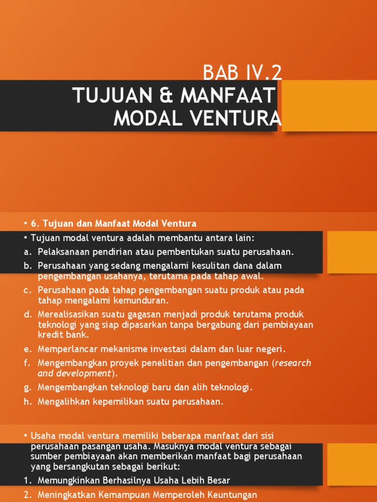 Bab Iv 2 Tujuan Dan Manfaat Modal Ventura Pdf
