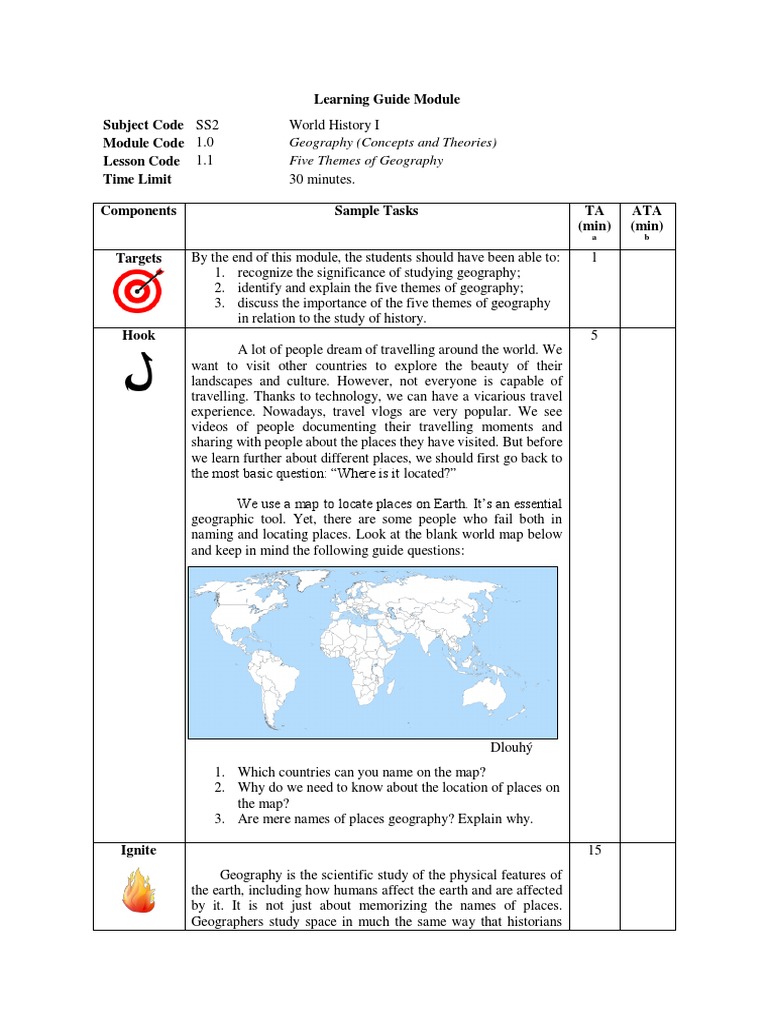 Learning Guide Module Subject Code SS2 Module Code 1.0 Lesson Code 1.1