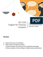 GE 2133 English For Forensic Contexts: Lecturer: Xiaoyu XU Email: Xiaoyuxu@cityu - Edu.hk Department of English