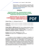 Percepciones Del Profesorado Sobre Competencias Comunicativas de Futuros Maestros de Educación Física