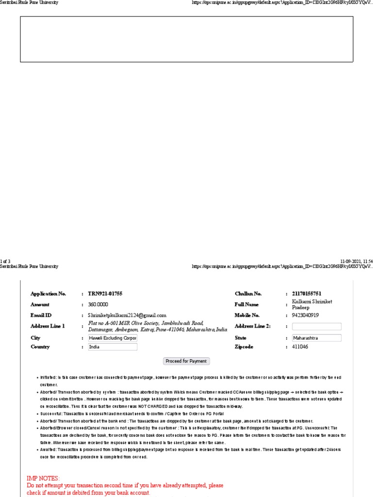 Savitribai Phule Pune University Application FPRM Pre-Step | PDF ...