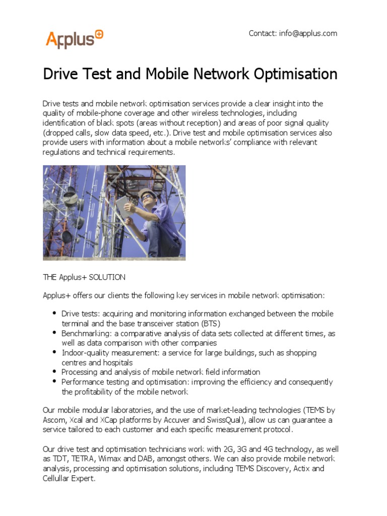 Drive Testing for Mobile Network Optimization | PDF | Computer Network ...