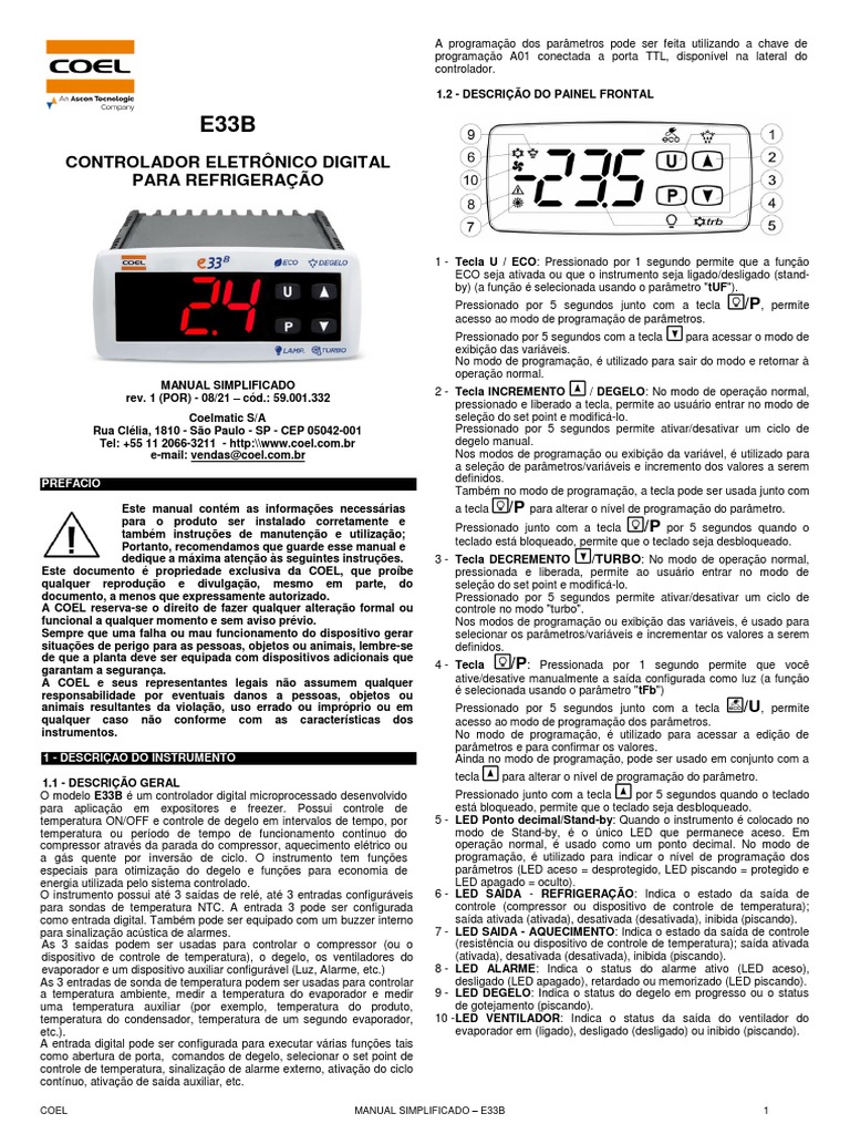 Munual Controlador E33b Coel | PDF | Transformador | Corrente elétrica