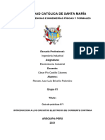 Informe 1 Introduccion A Los Circuitos de Corriente Continua - Renato Briceño - Electrotecnia Industrial