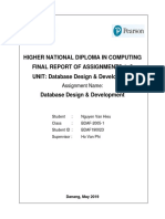 Higher National Diploma in Computing Final Report of Assignments 1+2 UNIT: Database Design & Development