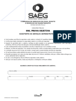 Vunesp 2021 Saeg Assistente de Servicos Administrativos Prova