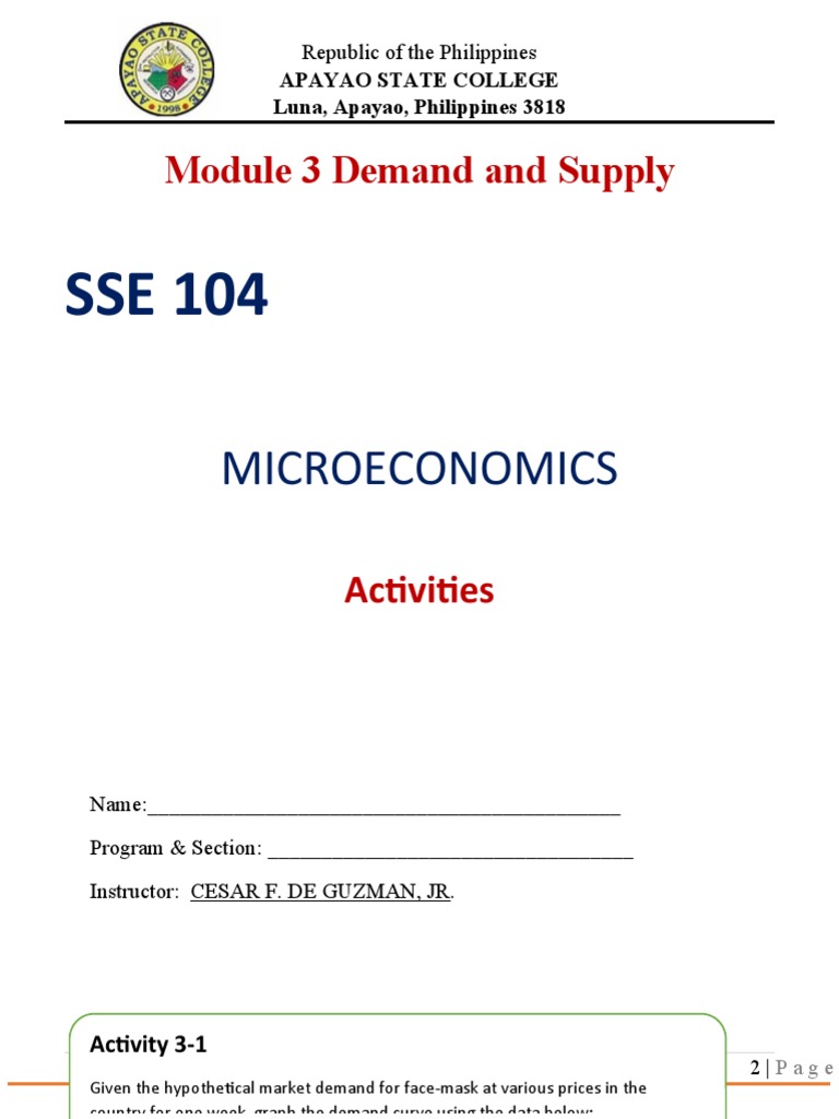 Microeconomics Module Activity 3 | PDF | Supply (Economics ...